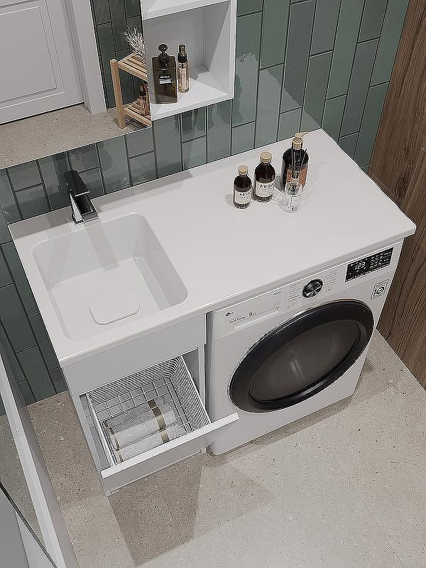 Тумба с раковиной Orange Sistema 100 L STK-40TUW+RAL с бельевой корзиной Белая, купить, цена, заказать, магазин, доставка, скидка, промокод, купить, цена, заказать, магазин, доставка, скидка, промокод