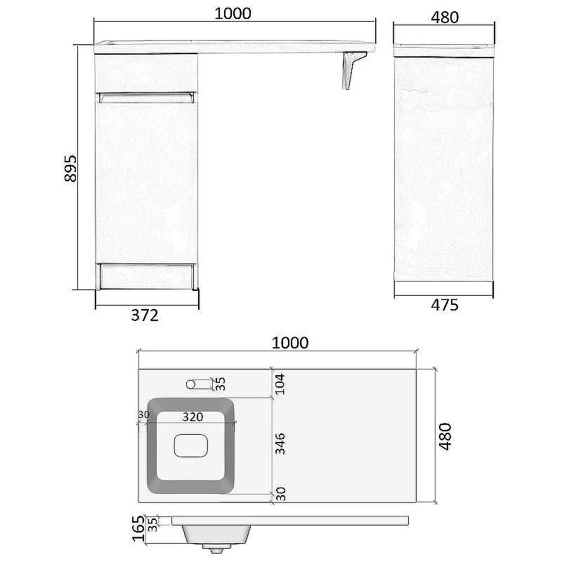 Тумба с раковиной Orange Sistema 100 L STK-40TUW+RAL с бельевой корзиной Белая, купить, цена, заказать, магазин, доставка, скидка, промокод, купить, цена, заказать, магазин, доставка, скидка, промокод
