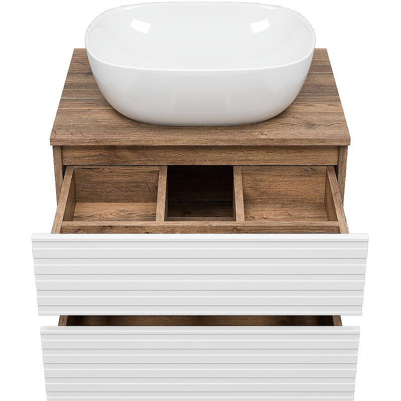 Тумба под раковину Brevita Dakota 60 DAK-09060-19/01-2Я подвесная Белая матовая Дуб Галифакс олово, купить, цена, заказать, магазин, доставка, скидка, промокод, купить, цена, заказать, магазин, доставка, скидка, промокод