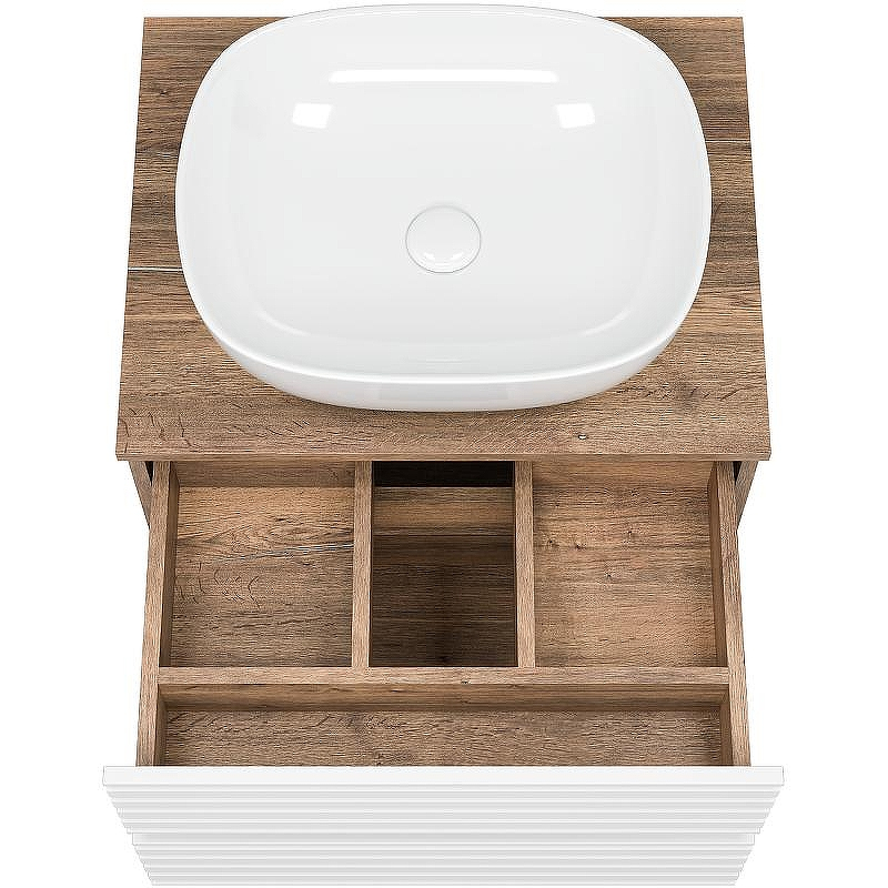 Тумба под раковину Brevita Dakota 60 DAK-09060-19/01-2Я подвесная Белая матовая Дуб Галифакс олово, купить, цена, заказать, магазин, доставка, скидка, промокод, купить, цена, заказать, магазин, доставка, скидка, промокод