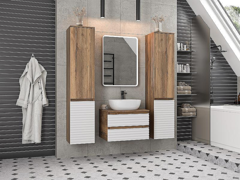 Тумба под раковину Brevita Dakota 60 DAK-09060-19/01-2Я подвесная Белая матовая Дуб Галифакс олово, купить, цена, заказать, магазин, доставка, скидка, промокод, купить, цена, заказать, магазин, доставка, скидка, промокод