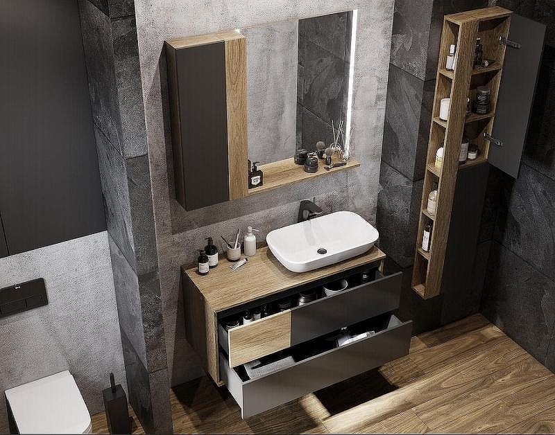 Тумба под раковину Aquaton Терра 105 1A246901TEKA0 подвесная Дуб кантри Антрацит, купить, цена, заказать, магазин, доставка, скидка, промокод, купить, цена, заказать, магазин, доставка, скидка, промокод