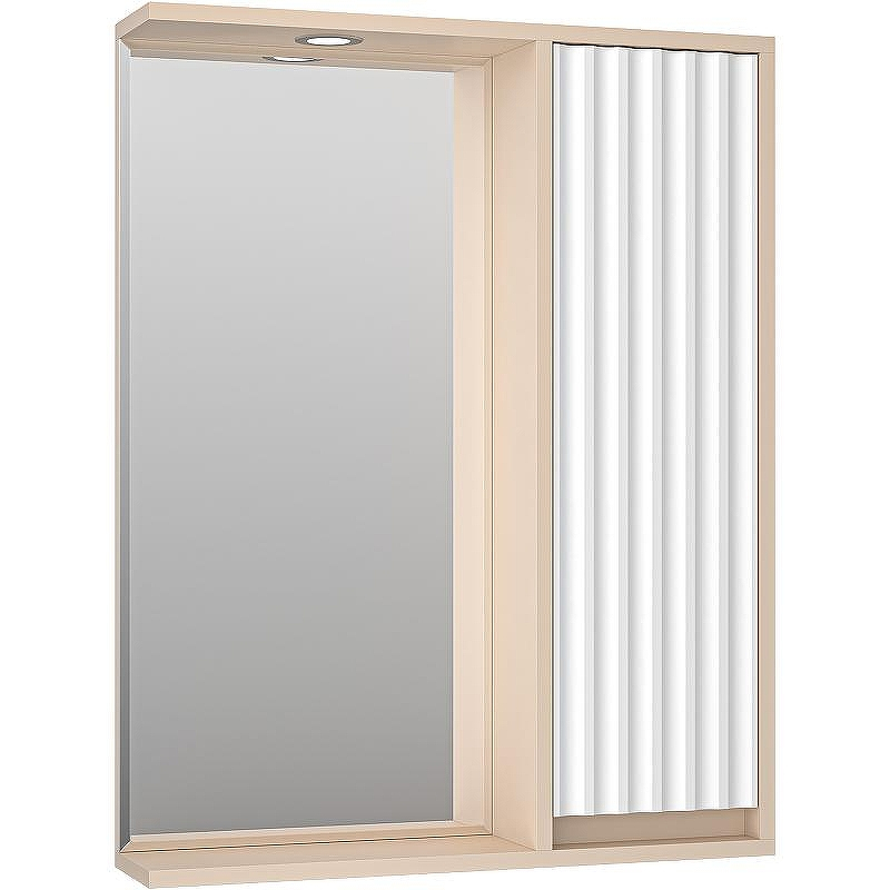 Зеркало со шкафом Brevita Balaton 65 R BAL-04065-03-01П с подсветкой Белое матовое Бежевое матовое, купить, цена, заказать, магазин, доставка, скидка, промокод, купить, цена, заказать, магазин, доставка, скидка, промокод