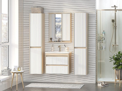 Зеркало со шкафом Brevita Balaton 65 R BAL-04065-03-01П с подсветкой Белое матовое Бежевое матовое