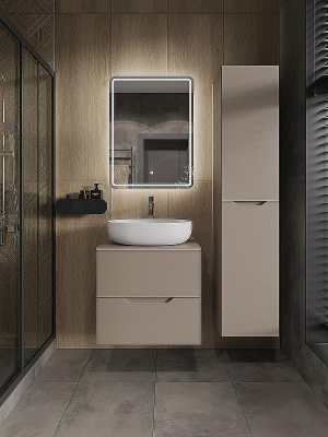 Тумба с раковиной Orange Line 60 Li-60TuLMDF+B05-520W подвесная Латте матовый