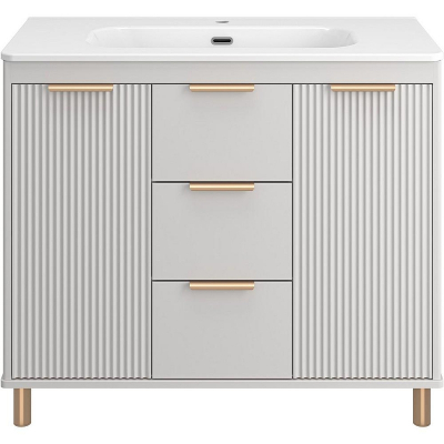 Тумба с раковиной Brevita Risacca Crema 100 УТ000025682 Серая матовая