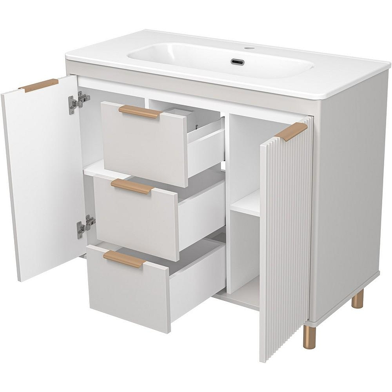 Тумба с раковиной Brevita Risacca Crema 100 УТ000025682 Серая матовая, купить, цена, заказать, магазин, доставка, скидка, промокод, купить, цена, заказать, магазин, доставка, скидка, промокод