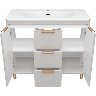 Тумба с раковиной Brevita Risacca Crema 100 УТ000025682 Серая матовая