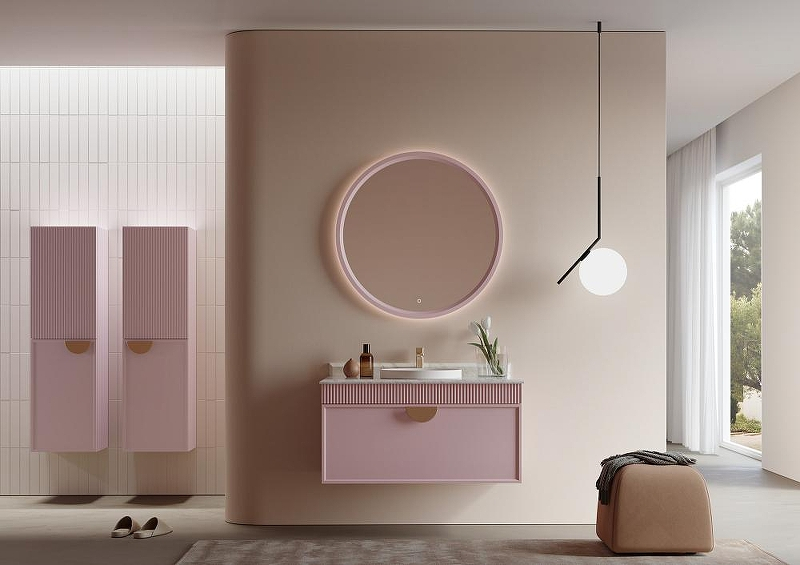 Тумба с раковиной Orka Molino 102 5004613 подвесная цвет Розовый матовый, купить, цена, заказать, магазин, доставка, скидка, промокод, купить, цена, заказать, магазин, доставка, скидка, промокод