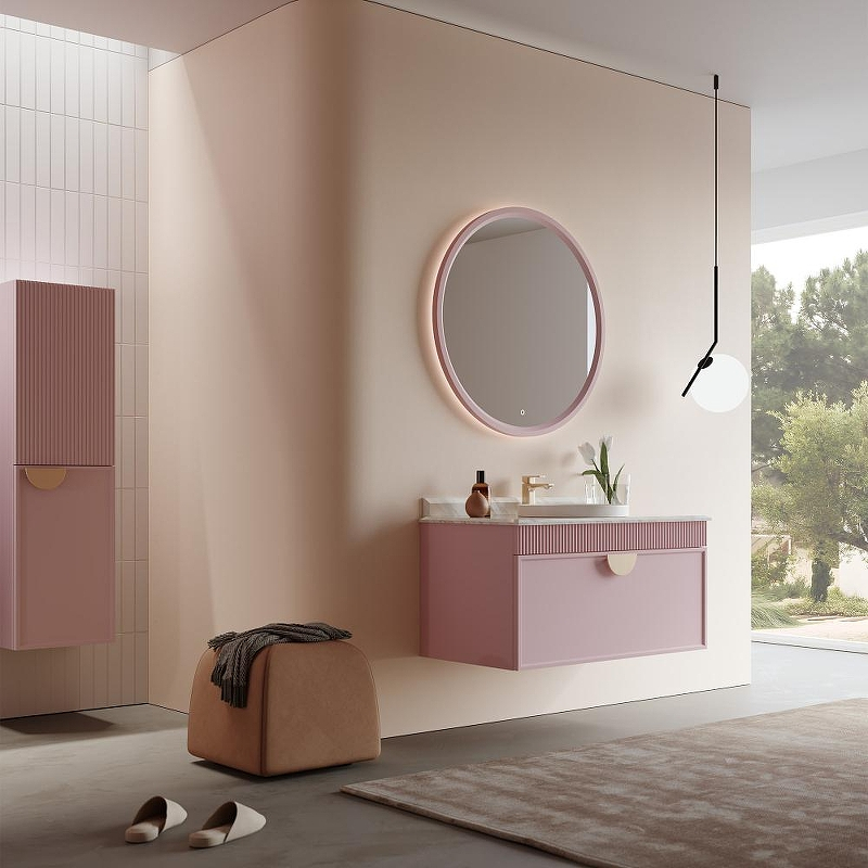 Тумба с раковиной Orka Molino 102 5004613 подвесная цвет Розовый матовый, купить, цена, заказать, магазин, доставка, скидка, промокод, купить, цена, заказать, магазин, доставка, скидка, промокод