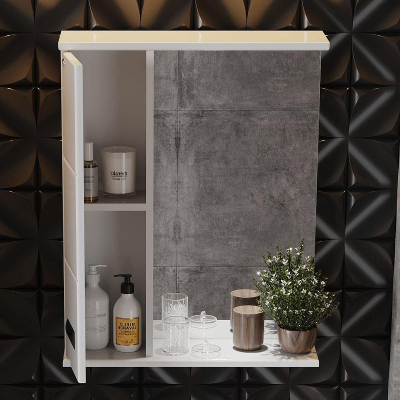 Зеркало со шкафом Onika Балтика 58 L 205848 с подсветкой цвет Белый