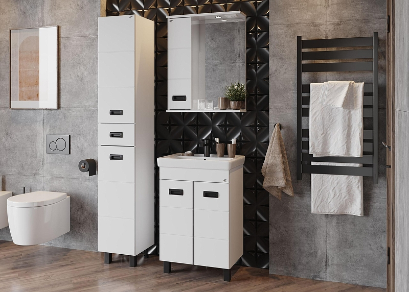 Зеркало со шкафом Onika Балтика 58 L 205848 с подсветкой цвет Белый, купить, цена, заказать, магазин, доставка, скидка, промокод, купить, цена, заказать, магазин, доставка, скидка, промокод