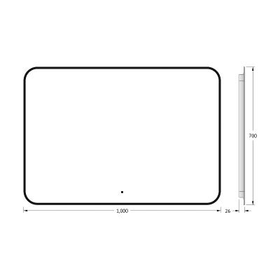 Зеркало Defesto Aura 100х70 DF 2969RH с подсветкой 32W-4500K/ИК - выключатель/Нейтральный белый свет/Черная рама