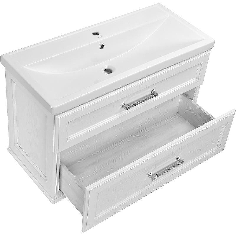 Тумба под раковину ASB-Woodline Венеция 100 11956 подвесная Белая с патиной Серебро, купить, цена, заказать, магазин, доставка, скидка, промокод, купить, цена, заказать, магазин, доставка, скидка, промокод