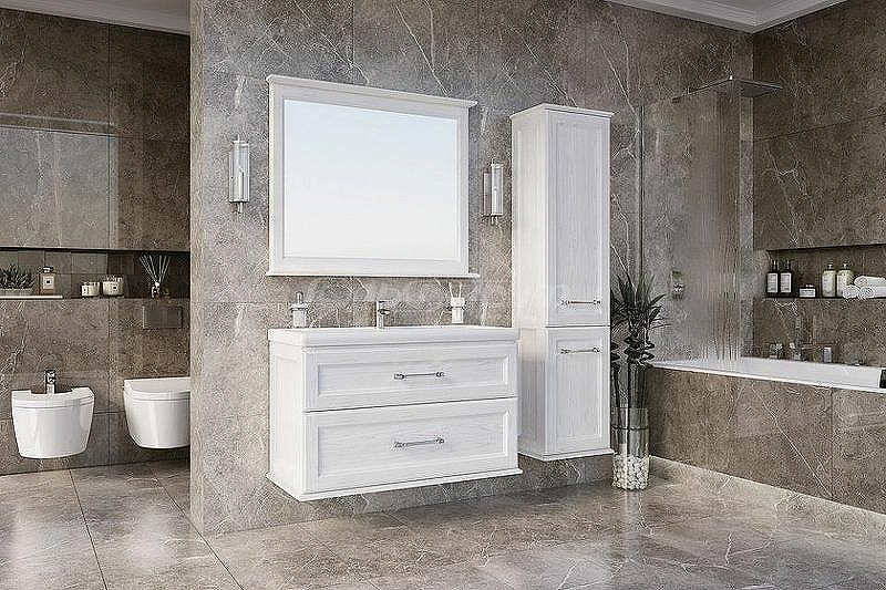 Тумба под раковину ASB-Woodline Венеция 100 11956 подвесная Белая с патиной Серебро, купить, цена, заказать, магазин, доставка, скидка, промокод, купить, цена, заказать, магазин, доставка, скидка, промокод