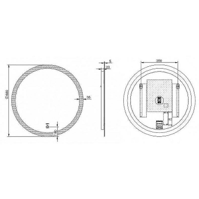Зеркало Esbano 68 ESMI2481FD с подсветкой с сенсорным выключателем и подогревом