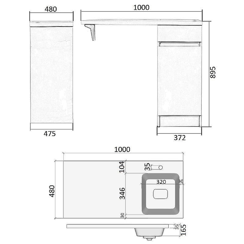 Тумба с раковиной Orange Sistema 100 R STK-40TUW+RAR с бельевой корзиной Белая, купить, цена, заказать, магазин, доставка, скидка, промокод, купить, цена, заказать, магазин, доставка, скидка, промокод