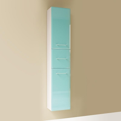 Шкаф пенал Marka One Mix 30П с ручками фасад стекло Бирюзовый