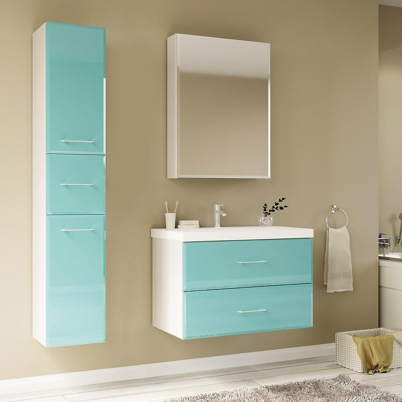 Шкаф пенал Marka One Mix 30П с ручками фасад стекло Бирюзовый, купить, цена, заказать, магазин, доставка, скидка, промокод, купить, цена, заказать, магазин, доставка, скидка, промокод