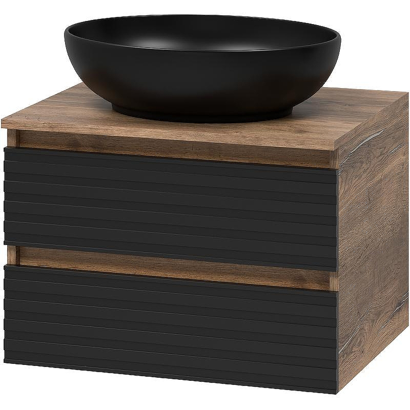 Тумба под раковину Brevita Dakota 60 DAK-09060-19/02-2Я подвесная Черный кварц Дуб Галифакс олово, купить, цена, заказать, магазин, доставка, скидка, промокод, купить, цена, заказать, магазин, доставка, скидка, промокод