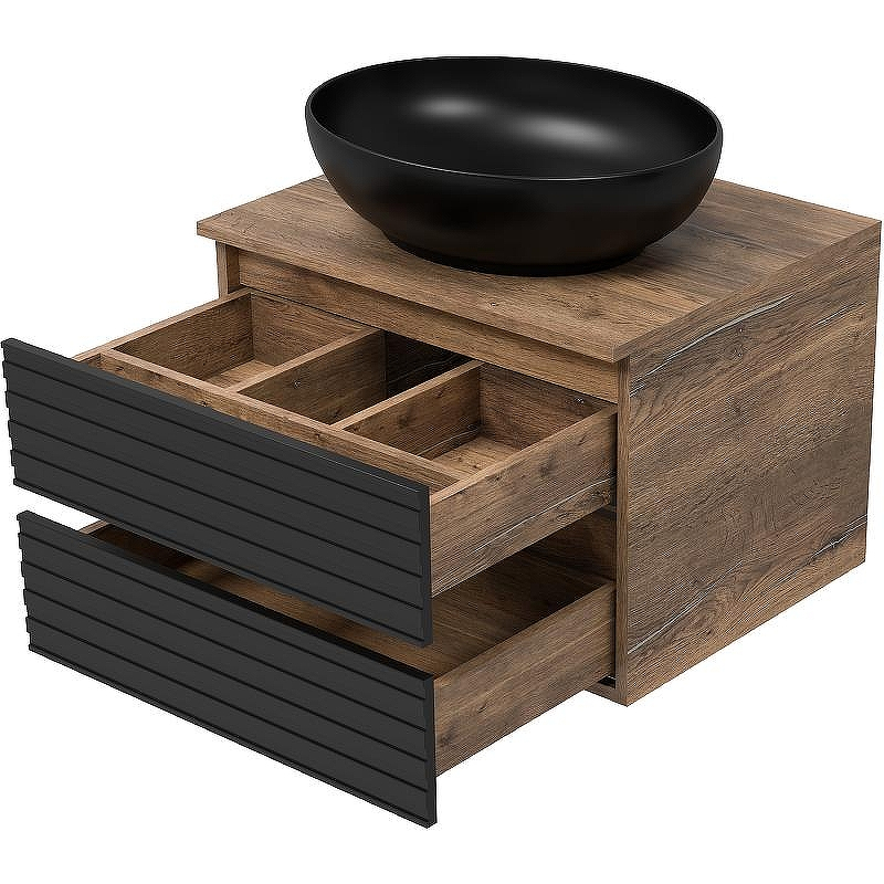 Тумба под раковину Brevita Dakota 60 DAK-09060-19/02-2Я подвесная Черный кварц Дуб Галифакс олово, купить, цена, заказать, магазин, доставка, скидка, промокод, купить, цена, заказать, магазин, доставка, скидка, промокод