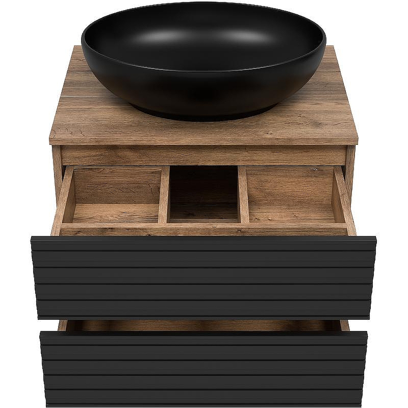 Тумба под раковину Brevita Dakota 60 DAK-09060-19/02-2Я подвесная Черный кварц Дуб Галифакс олово, купить, цена, заказать, магазин, доставка, скидка, промокод, купить, цена, заказать, магазин, доставка, скидка, промокод