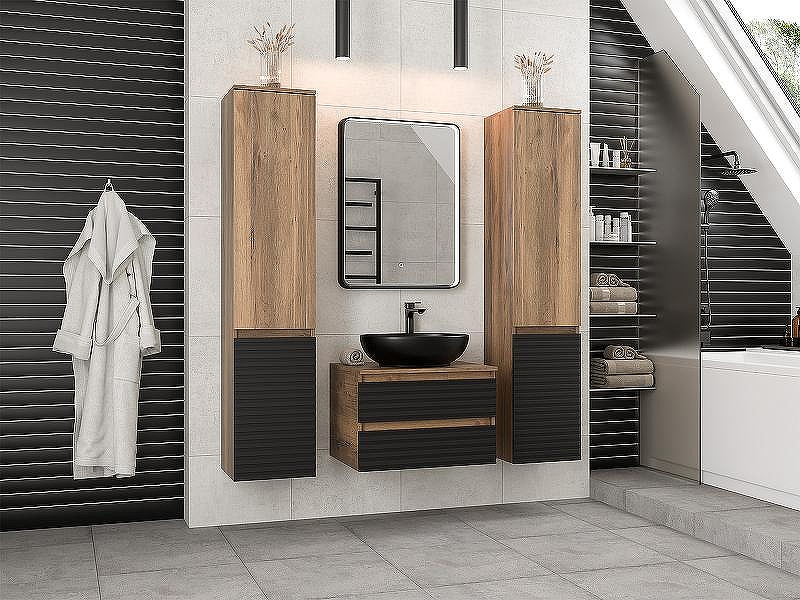 Тумба под раковину Brevita Dakota 60 DAK-09060-19/02-2Я подвесная Черный кварц Дуб Галифакс олово, купить, цена, заказать, магазин, доставка, скидка, промокод, купить, цена, заказать, магазин, доставка, скидка, промокод