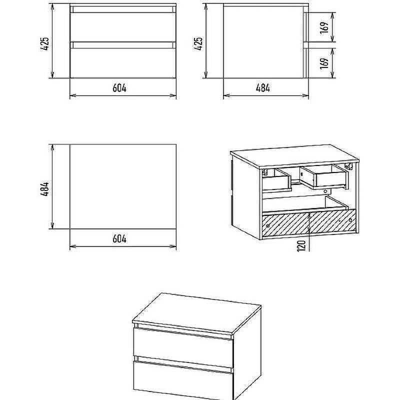 Тумба под раковину Brevita Dakota 60 DAK-09060-19/02-2Я подвесная Черный кварц Дуб Галифакс олово, купить, цена, заказать, магазин, доставка, скидка, промокод, купить, цена, заказать, магазин, доставка, скидка, промокод