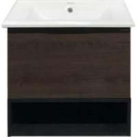 Тумба с раковиной Comforty Франкфурт 60 00004150530 подвесная Дуб шоколадно-коричневый Черная матовая, купить, цена, заказать, магазин, доставка, скидка, промокод, купить, цена, заказать, магазин, доставка, скидка, промокод