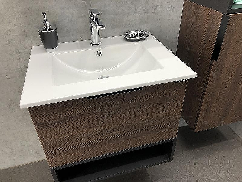 Тумба с раковиной Comforty Франкфурт 60 00004150530 подвесная Дуб шоколадно-коричневый Черная матовая, купить, цена, заказать, магазин, доставка, скидка, промокод, купить, цена, заказать, магазин, доставка, скидка, промокод