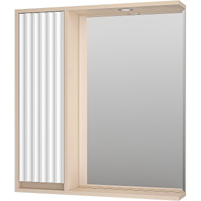 Зеркало со шкафом Brevita Balaton 75 L BAL-04075-03-01Л с подсветкой Белое матовое Бежевое матовое