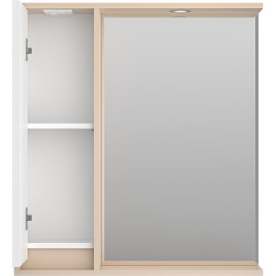 Зеркало со шкафом Brevita Balaton 75 L BAL-04075-03-01Л с подсветкой Белое матовое Бежевое матовое