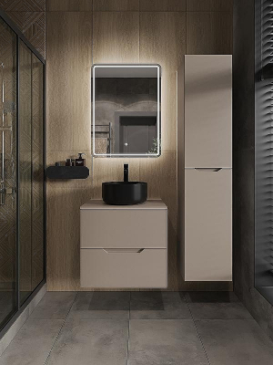 Тумба с раковиной Orange Line 60 Li-60TuLMDF+B07-345B подвесная Латте матовый