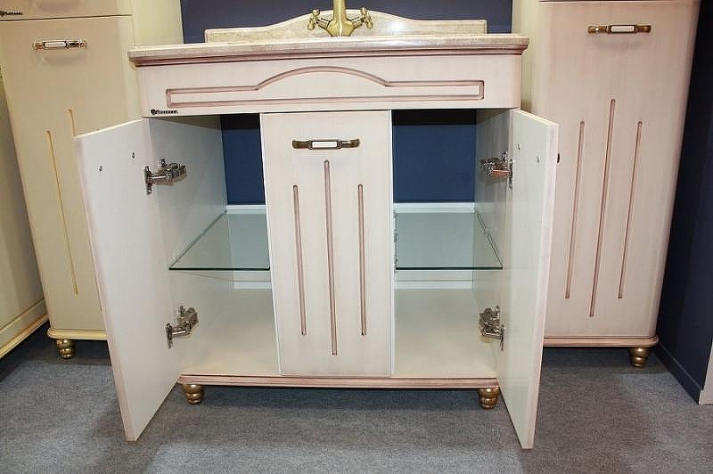 Тумба под раковину Bellezza Аллегро Люкс 80 4637513000379 Бежевая патина Темный орех, купить, цена, заказать, магазин, доставка, скидка, промокод, купить, цена, заказать, магазин, доставка, скидка, промокод