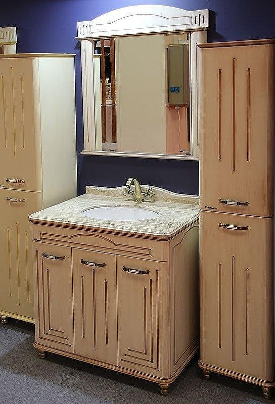 Тумба под раковину Bellezza Аллегро Люкс 80 4637513000379 Бежевая патина Темный орех, купить, цена, заказать, магазин, доставка, скидка, промокод, купить, цена, заказать, магазин, доставка, скидка, промокод