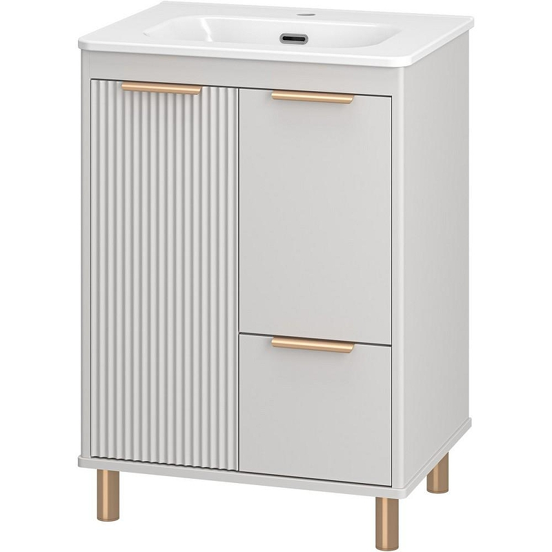 Тумба с раковиной Brevita Risacca Crema 60 УТ000025678 Серая матовая, купить, цена, заказать, магазин, доставка, скидка, промокод, купить, цена, заказать, магазин, доставка, скидка, промокод