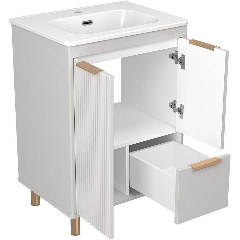 Тумба с раковиной Brevita Risacca Crema 60 УТ000025678 Серая матовая, купить, цена, заказать, магазин, доставка, скидка, промокод, купить, цена, заказать, магазин, доставка, скидка, промокод