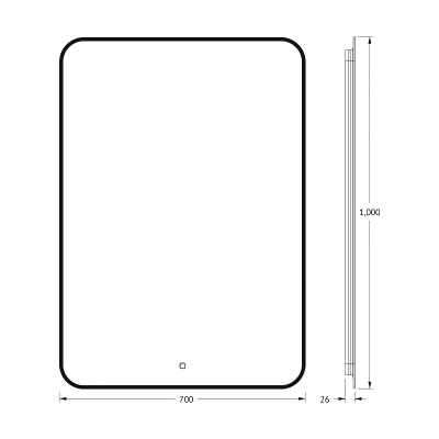 Зеркало Defesto Aura 70х100 DF 2969S с подсветкой 32W-4500K/Сенсорный выключатель/Нейтральный белый свет/Черная рама