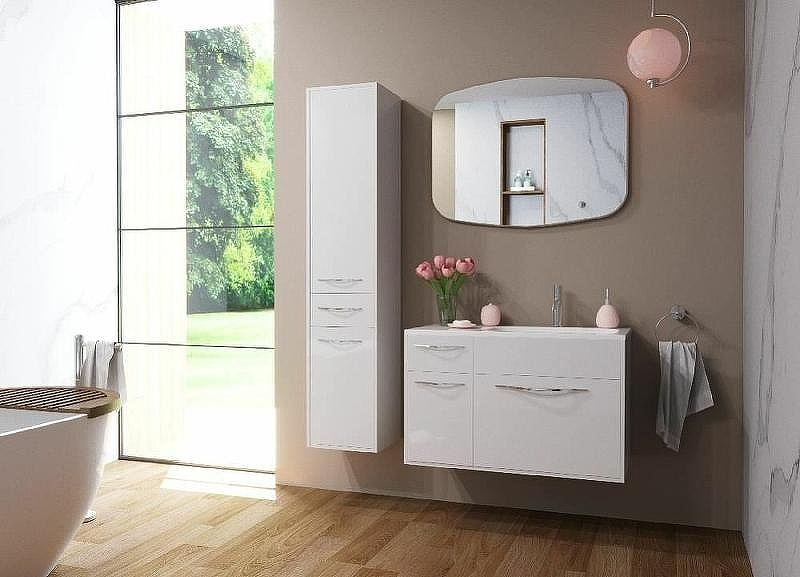 Тумба с раковиной Эстет Barcelona 90 R ФР-00003594 подвесная Белая, купить, цена, заказать, магазин, доставка, скидка, промокод, купить, цена, заказать, магазин, доставка, скидка, промокод