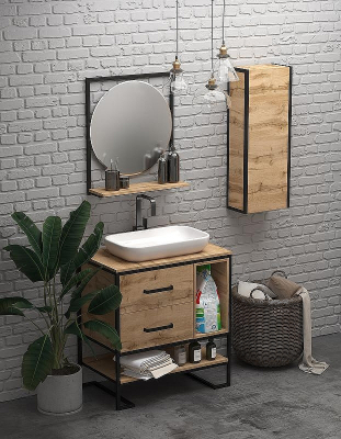 Шкаф пенал 1MarKa Grunge Loft 35П Ц0000007987 подвесной Дуб Вотан