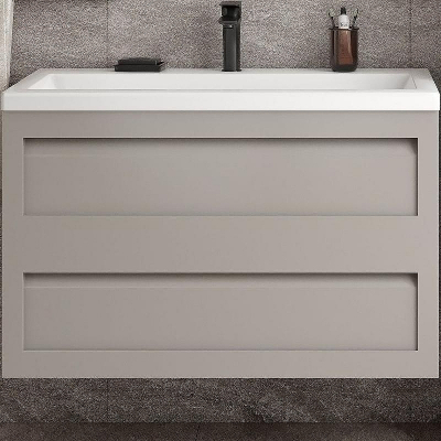 Тумба под раковину Art&Max AM-Platino-900-2C-SO-GCM подвесная Светло-серая матовая