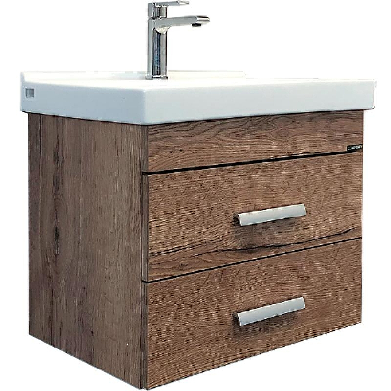 Тумба с раковиной Comforty Никосия 60П 00-00008853 подвесная Дуб темный, купить, цена, заказать, магазин, доставка, скидка, промокод, купить, цена, заказать, магазин, доставка, скидка, промокод