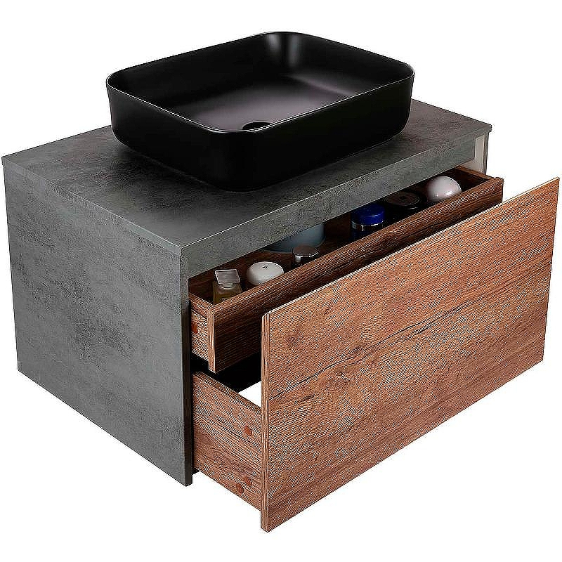 Тумба под раковину Vincea Mesa 80 VMC-2MS800TB подвесная T.Oak  Beton, купить, цена, заказать, магазин, доставка, скидка, промокод, купить, цена, заказать, магазин, доставка, скидка, промокод