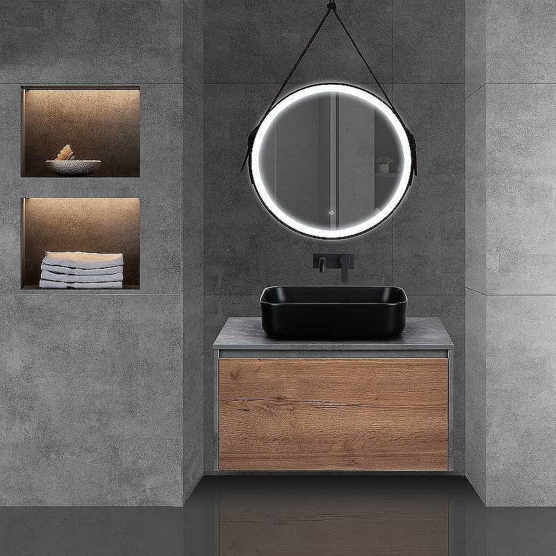 Тумба под раковину Vincea Mesa 80 VMC-2MS800TB подвесная T.Oak  Beton, купить, цена, заказать, магазин, доставка, скидка, промокод, купить, цена, заказать, магазин, доставка, скидка, промокод