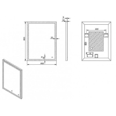 Зеркало Esbano 60 ESMI2542HD с подсветкой с сенсорным выключателем и подогревом