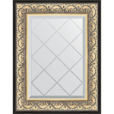 Зеркало Evoform Exclusive-G 77х60 BY 4036 с гравировкой в багетной раме - Барокко золото 106