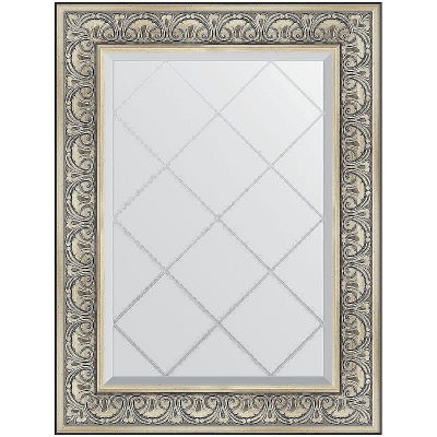 Зеркало Evoform Exclusive-G 92х70 BY 4123 с гравировкой в багетной раме - Барокко серебро 106