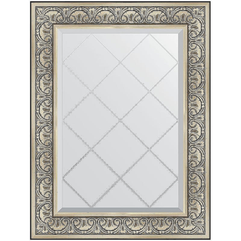 Зеркало Evoform Exclusive-G 92х70 BY 4123 с гравировкой в багетной раме - Барокко серебро 106, купить, цена, заказать, магазин, доставка, скидка, промокод, купить, цена, заказать, магазин, доставка, скидка, промокод