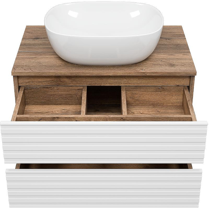 Тумба под раковину Brevita Dakota 70 DAK-09070-19/01-2Я подвесная Белая матовая Дуб Галифакс олово, купить, цена, заказать, магазин, доставка, скидка, промокод, купить, цена, заказать, магазин, доставка, скидка, промокод