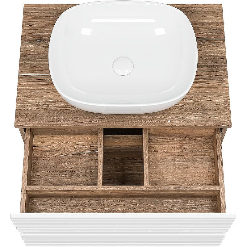 Тумба под раковину Brevita Dakota 70 DAK-09070-19/01-2Я подвесная Белая матовая Дуб Галифакс олово, купить, цена, заказать, магазин, доставка, скидка, промокод, купить, цена, заказать, магазин, доставка, скидка, промокод